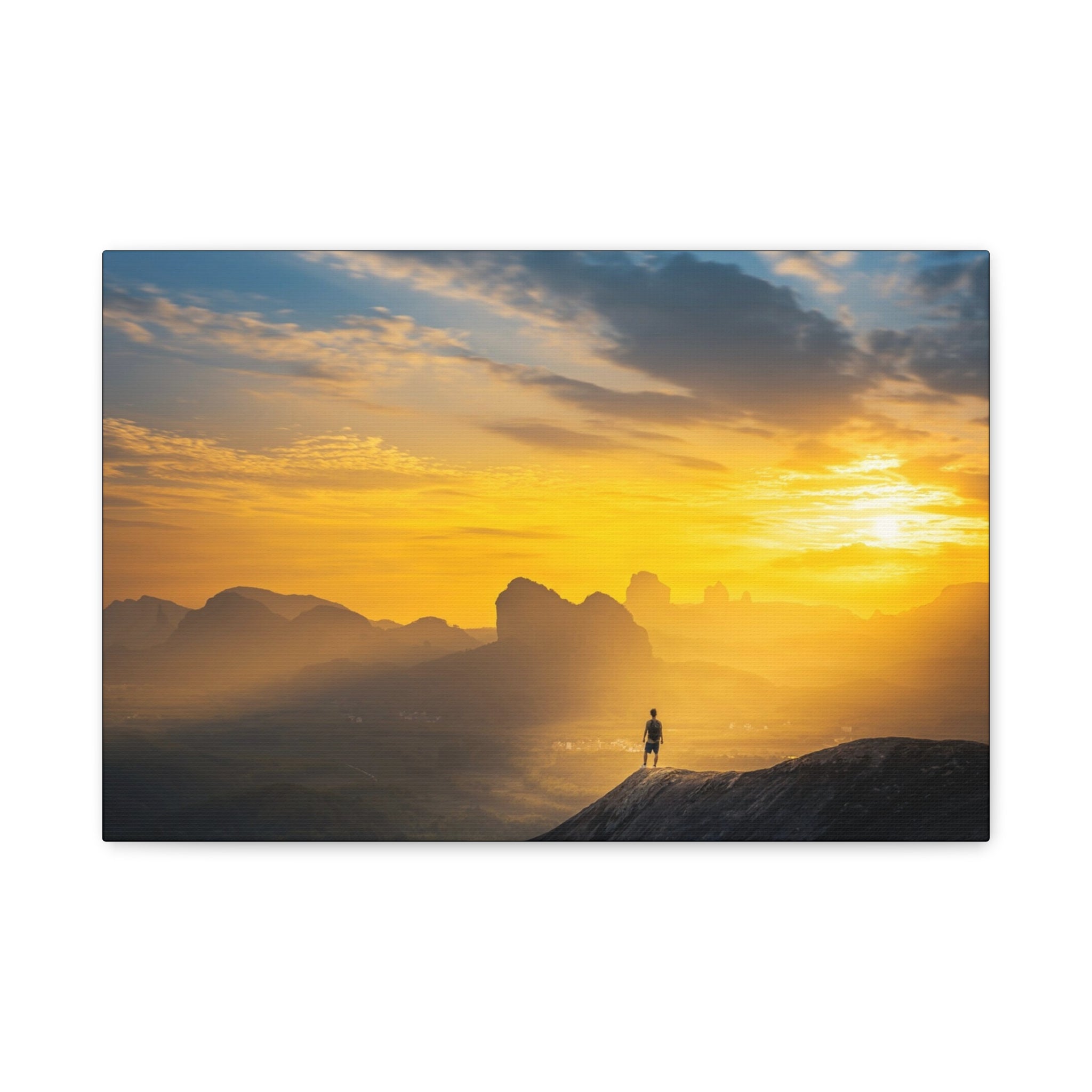 Canvas Solitary Hiker Sunrise Matte