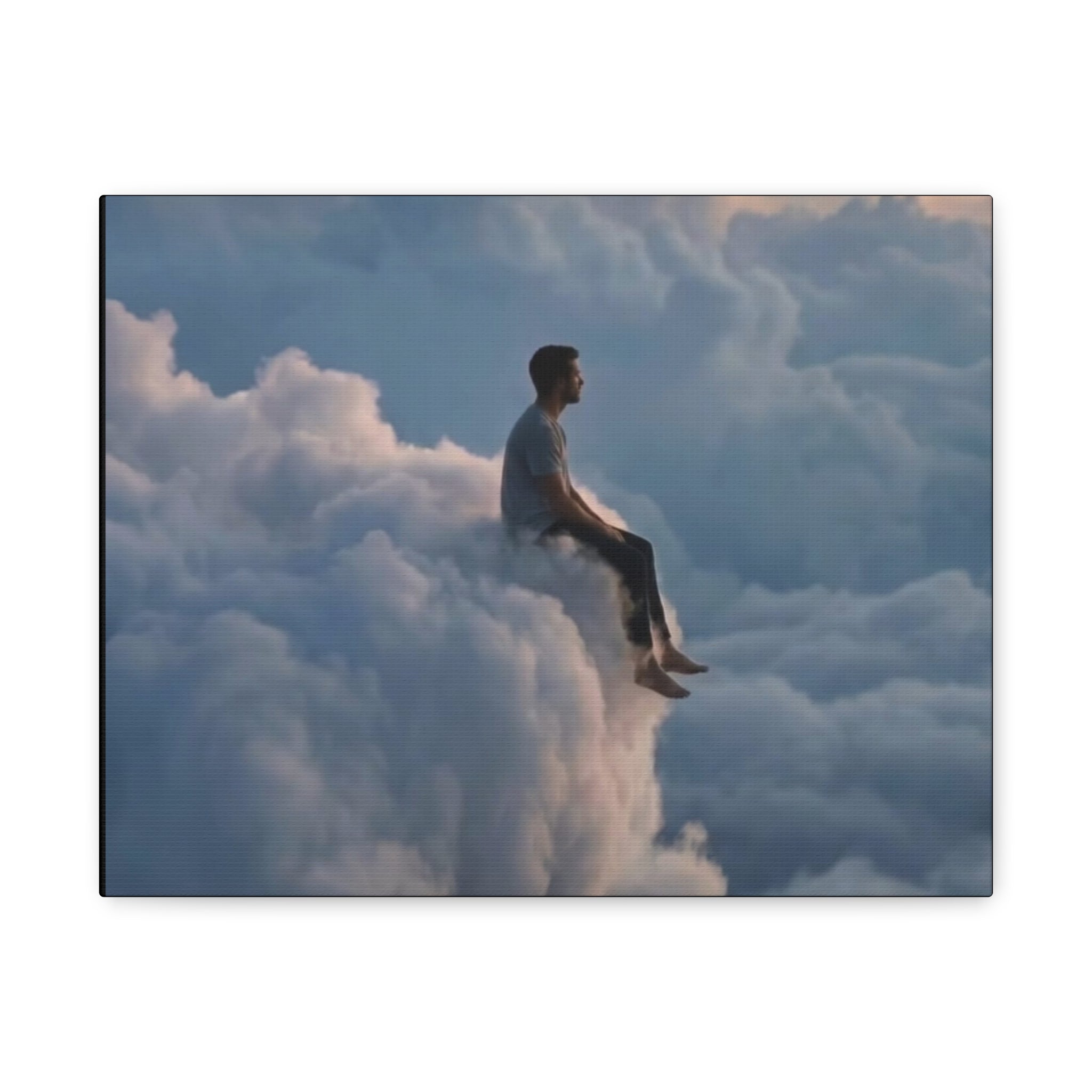 Canvas Man Sitting on Cloud Matte