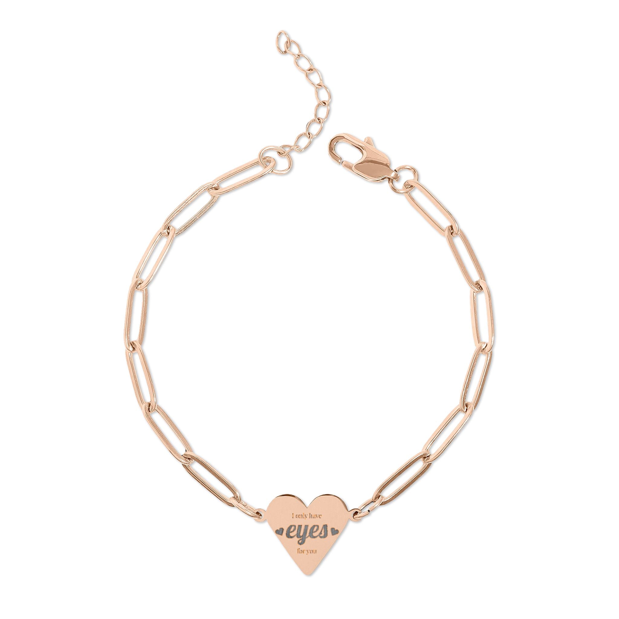 Heart Paperclip Bracelet | Personalized Stainless Steel Chain
