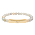 Engraved Natural Stone Stretch Bar Bracelet | Beaded Gemstone ID Bracelet