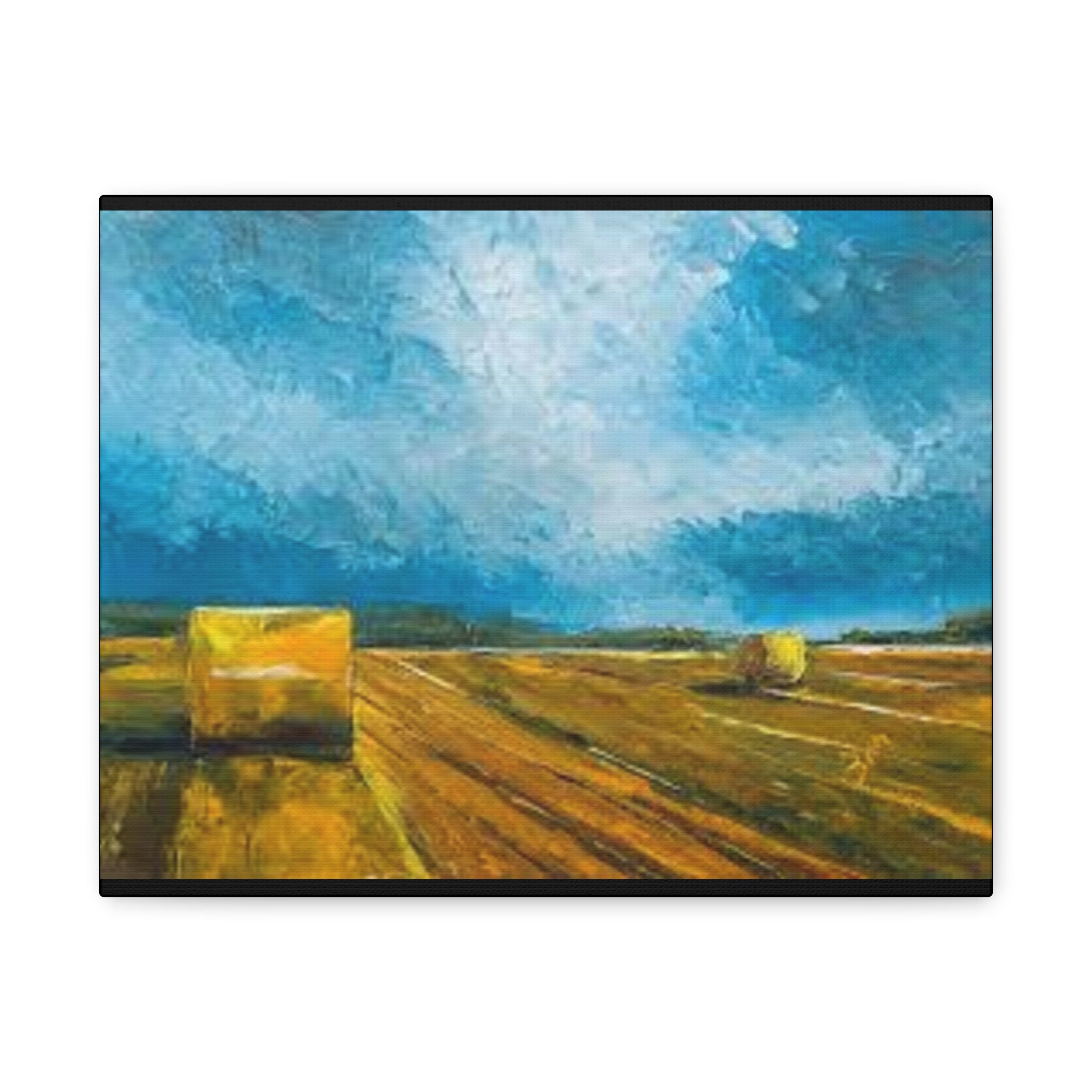 Canvas Hay Bales Landscape Matte Stretched 1.25" | Farm Field Wall Art