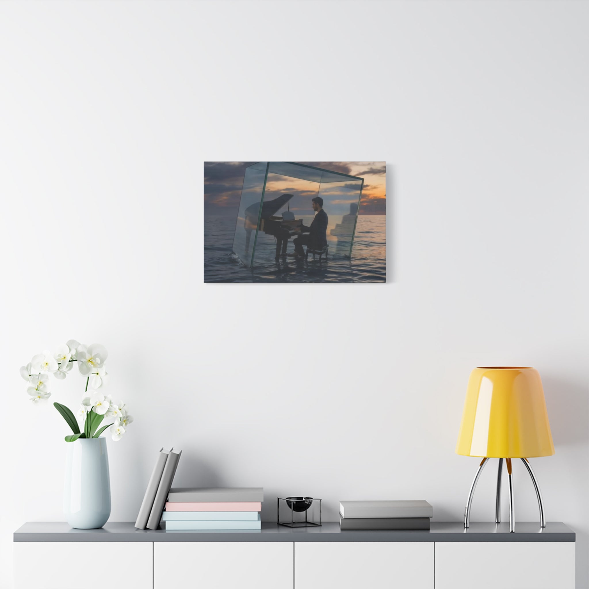 Piano in Glass Cube Canvas