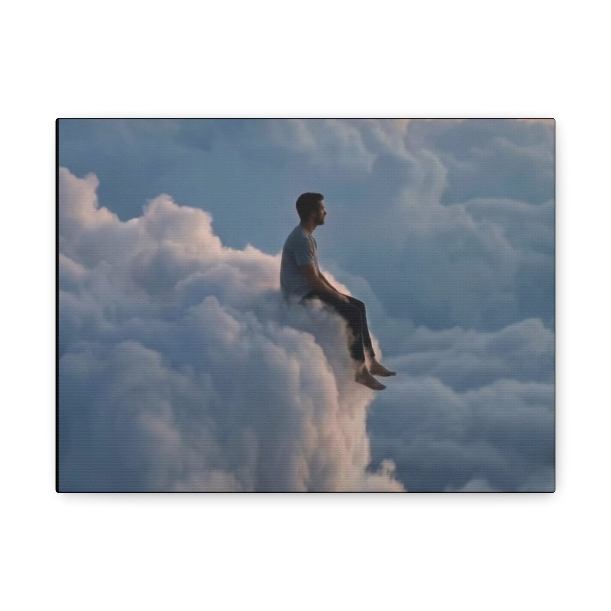 Canvas Man Sitting on Cloud Matte