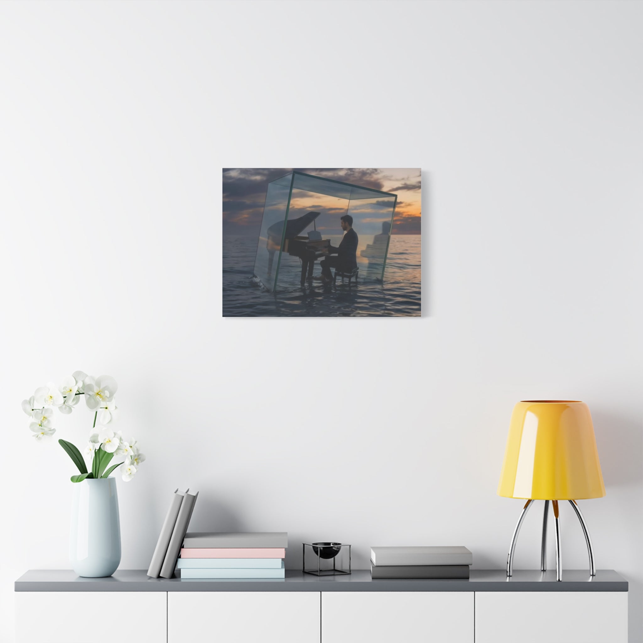 Piano in Glass Cube Canvas