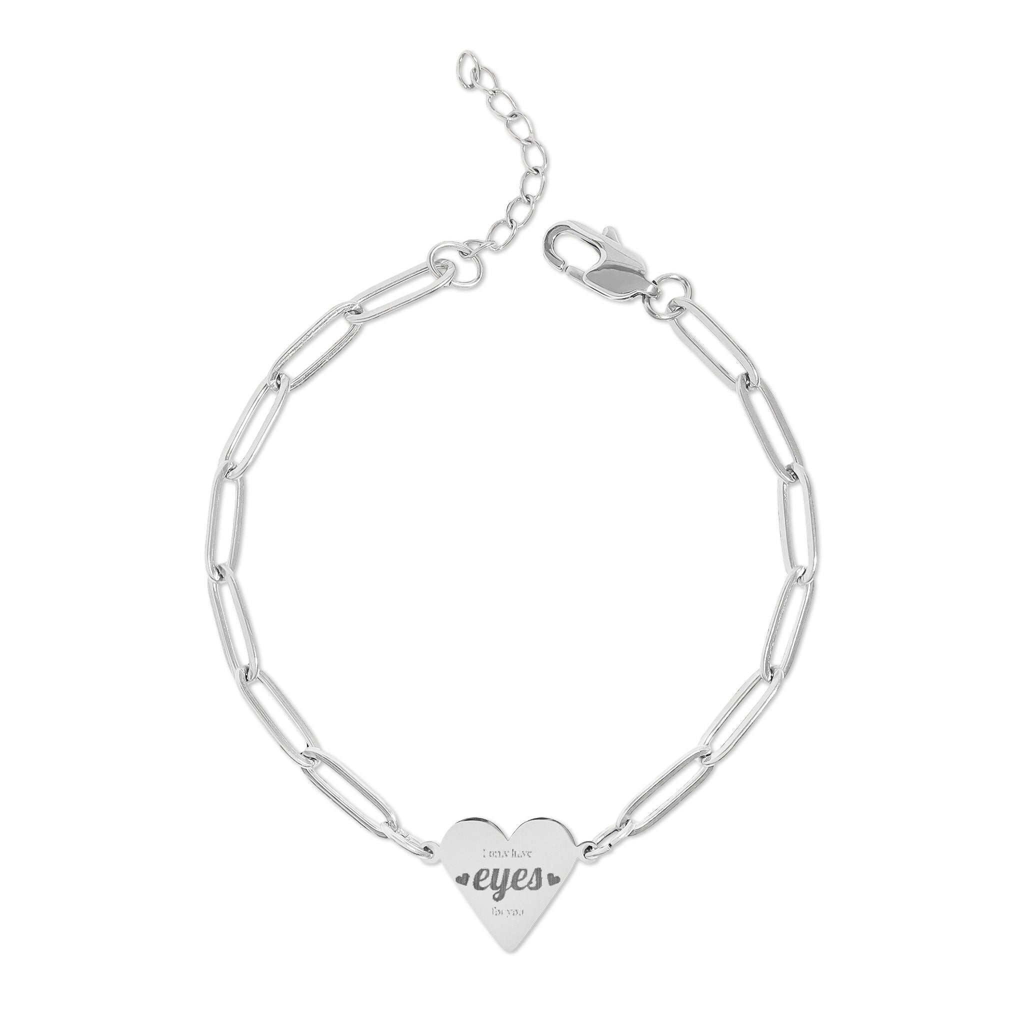 Heart Paperclip Bracelet | Personalized Stainless Steel Chain