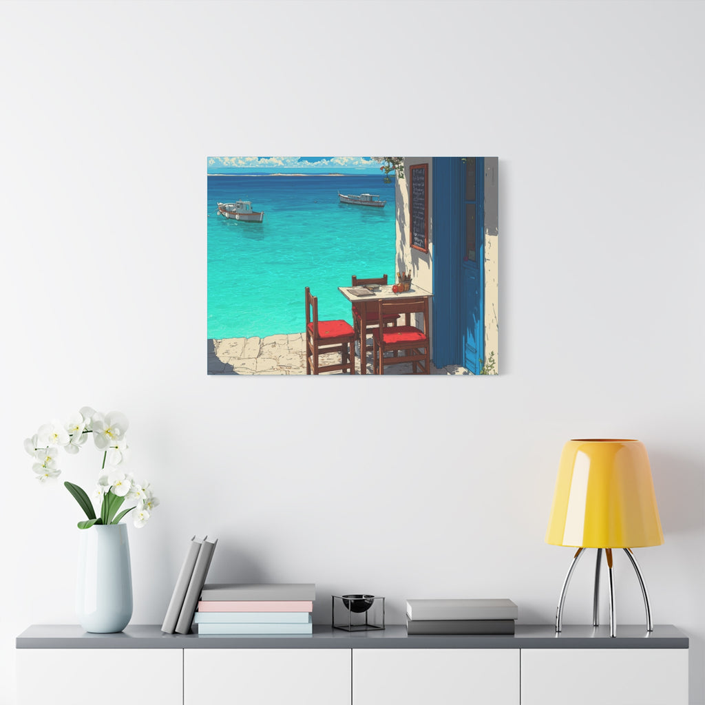 Mediterranean Seaside Cafe  Canvas