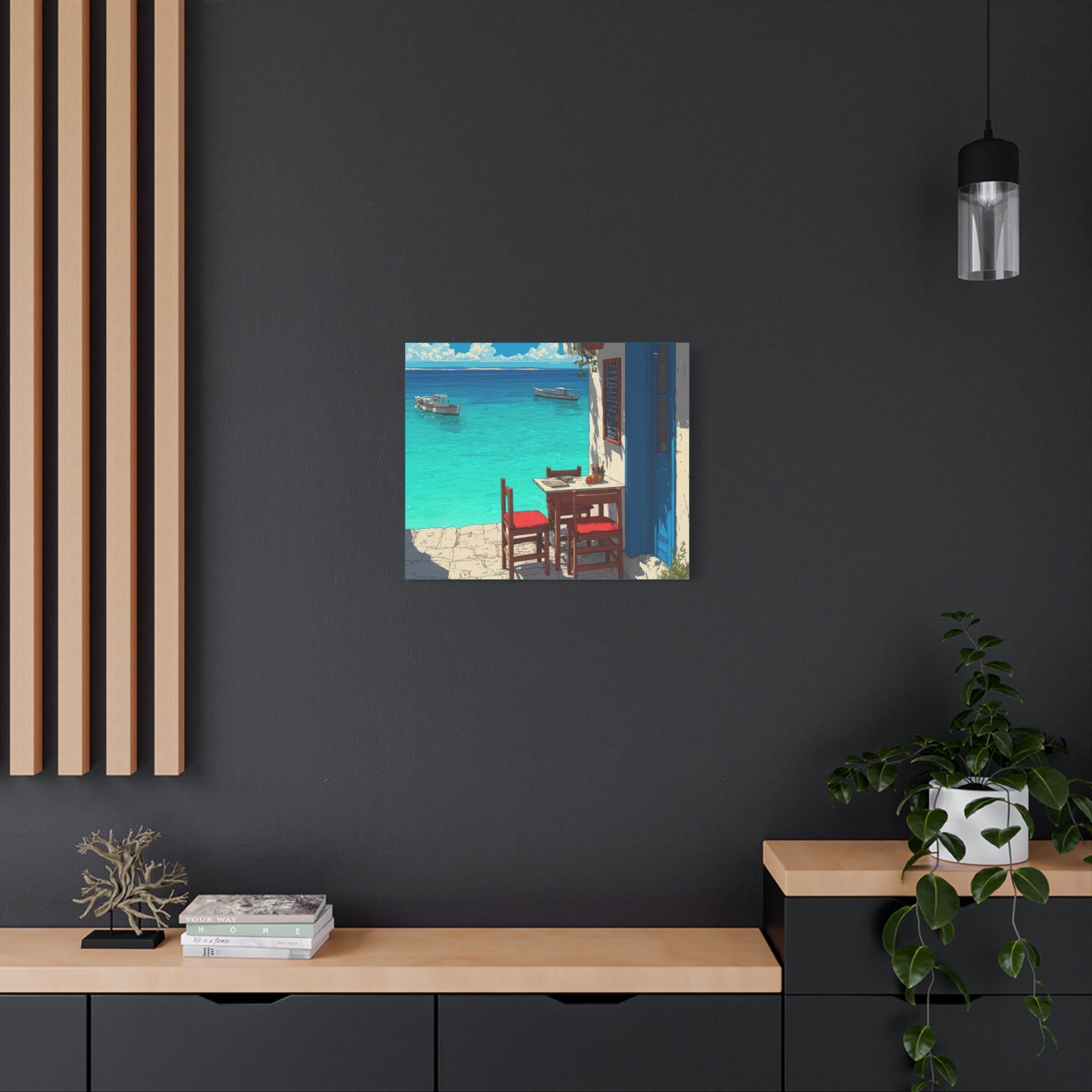Mediterranean Seaside Cafe  Canvas