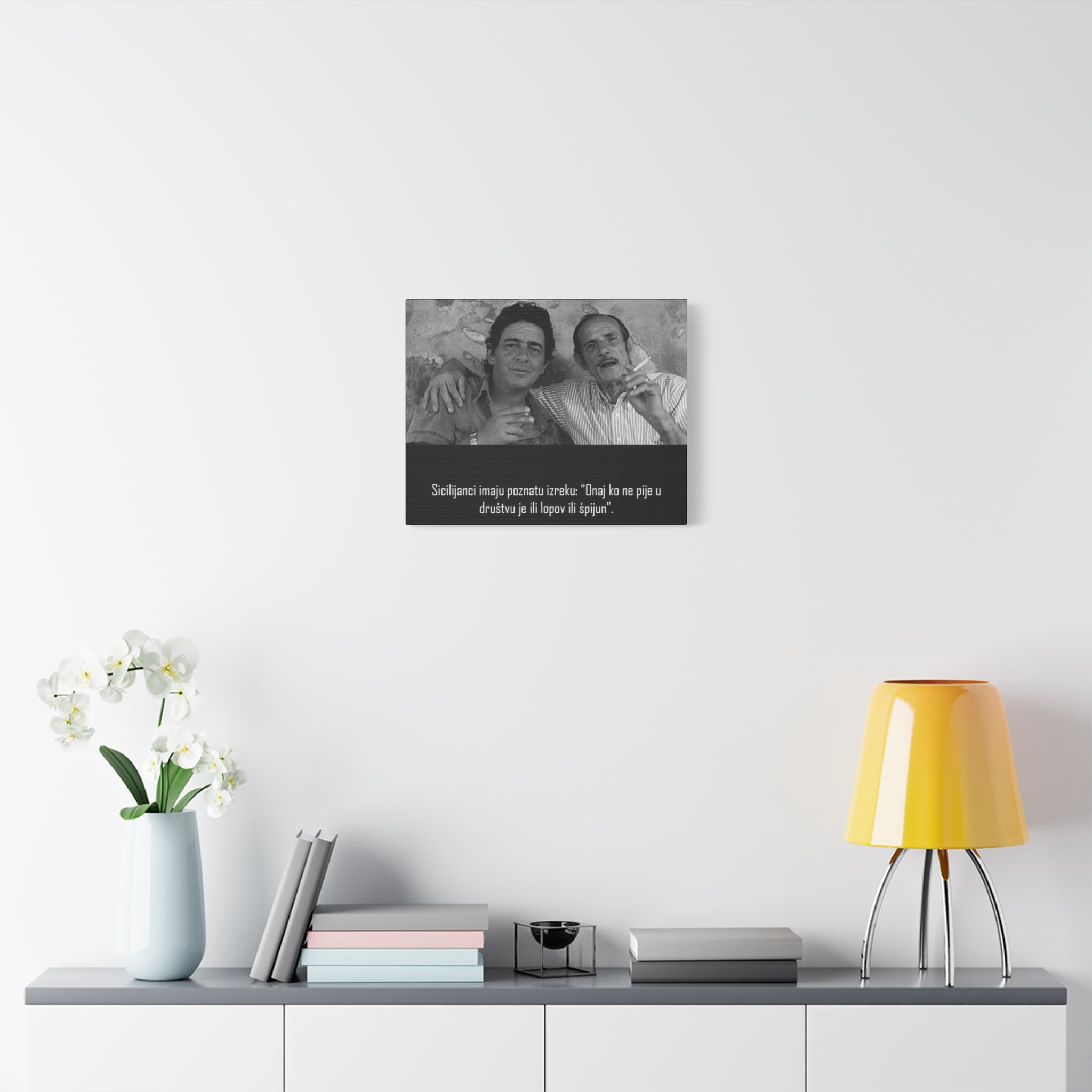 Black and White Sicilian Quote Canvas | Matte Stretched Canvas