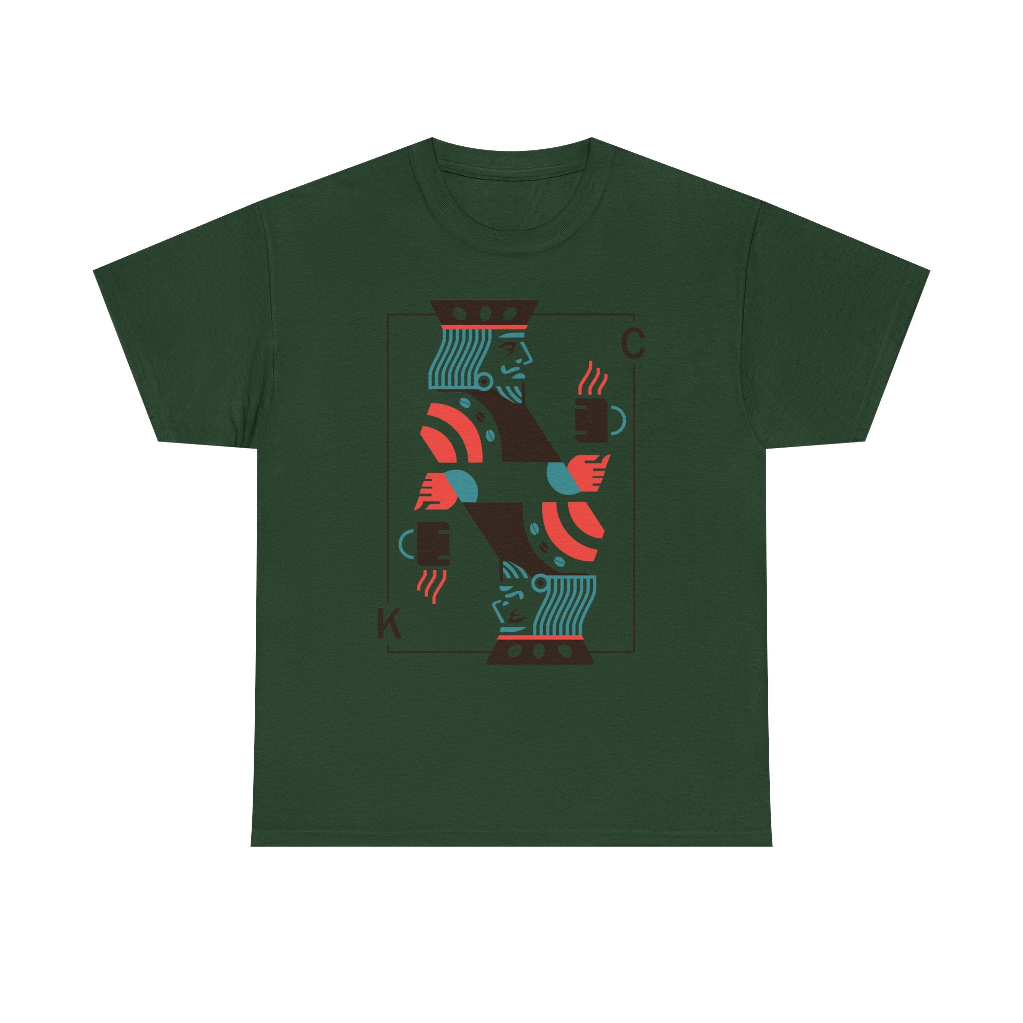 King of Coffee playing card Tee | Minimalist café design, espresso mug illustration