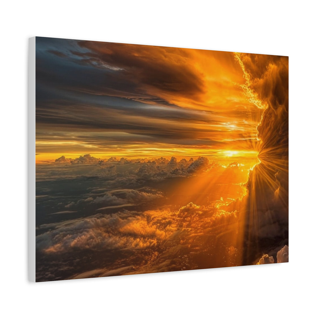 Canvas Golden Sunset Clouds   | Matte Stretched Wall Art