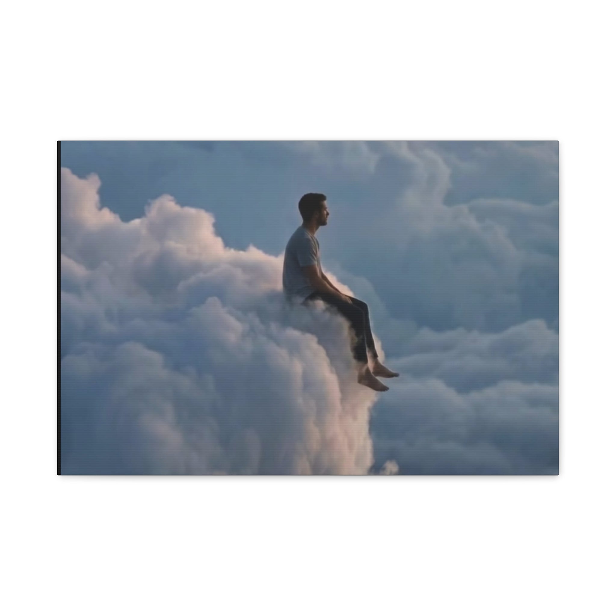 Canvas Man Sitting on Cloud Matte