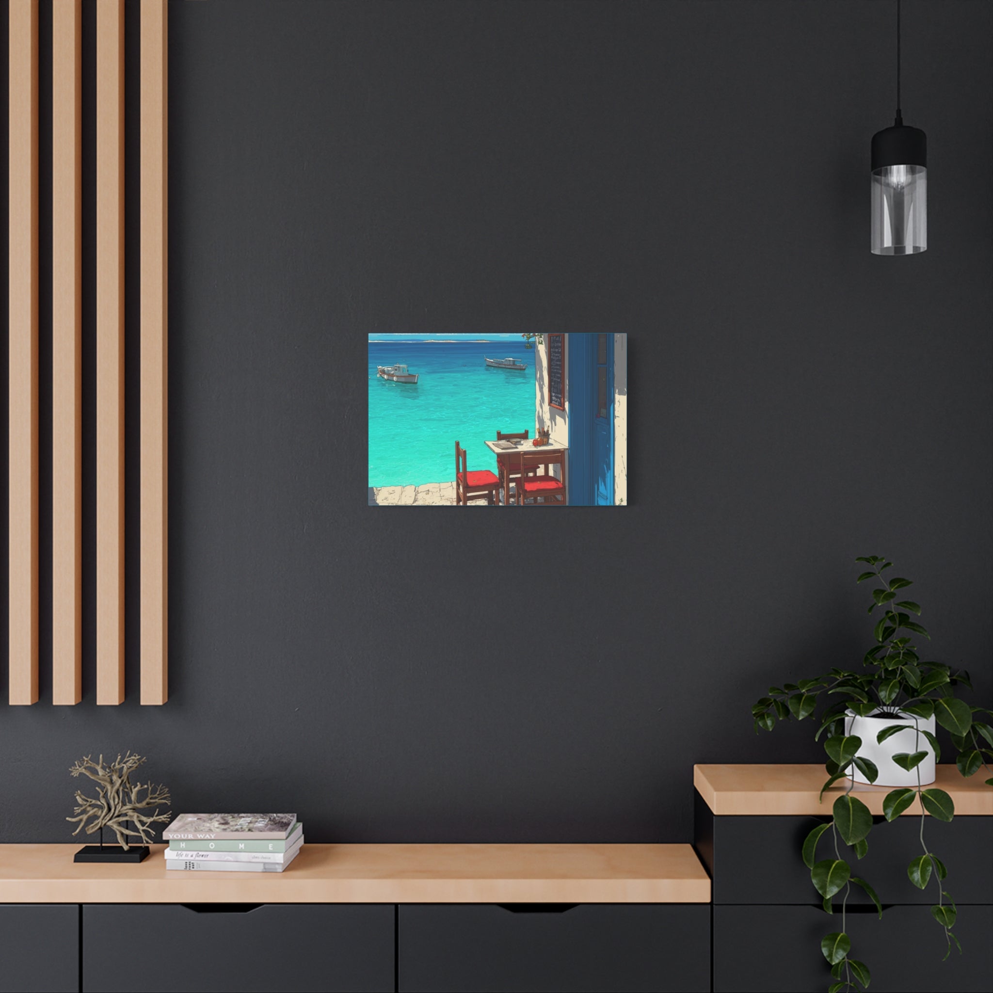 Mediterranean Seaside Cafe  Canvas