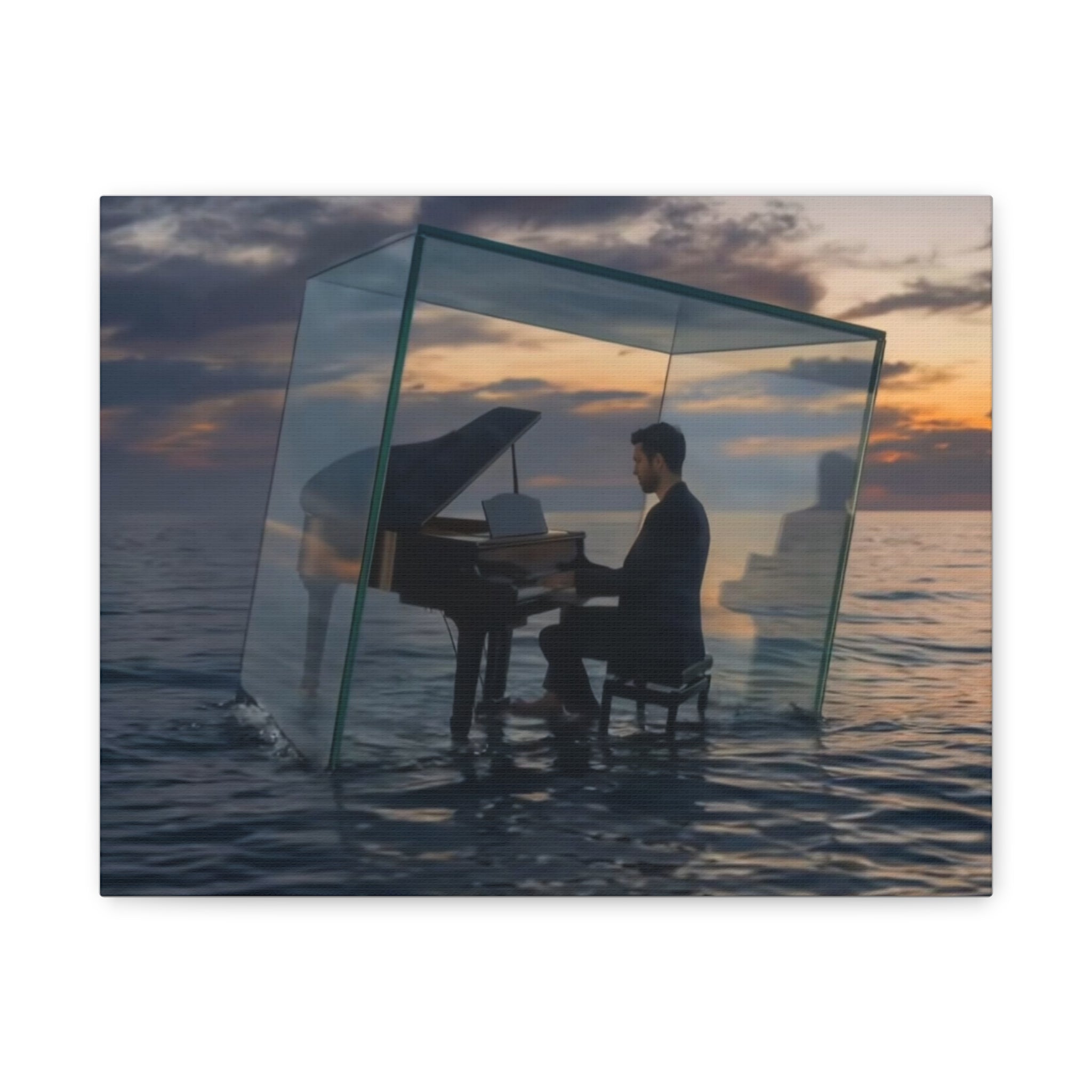 Piano in Glass Cube Canvas