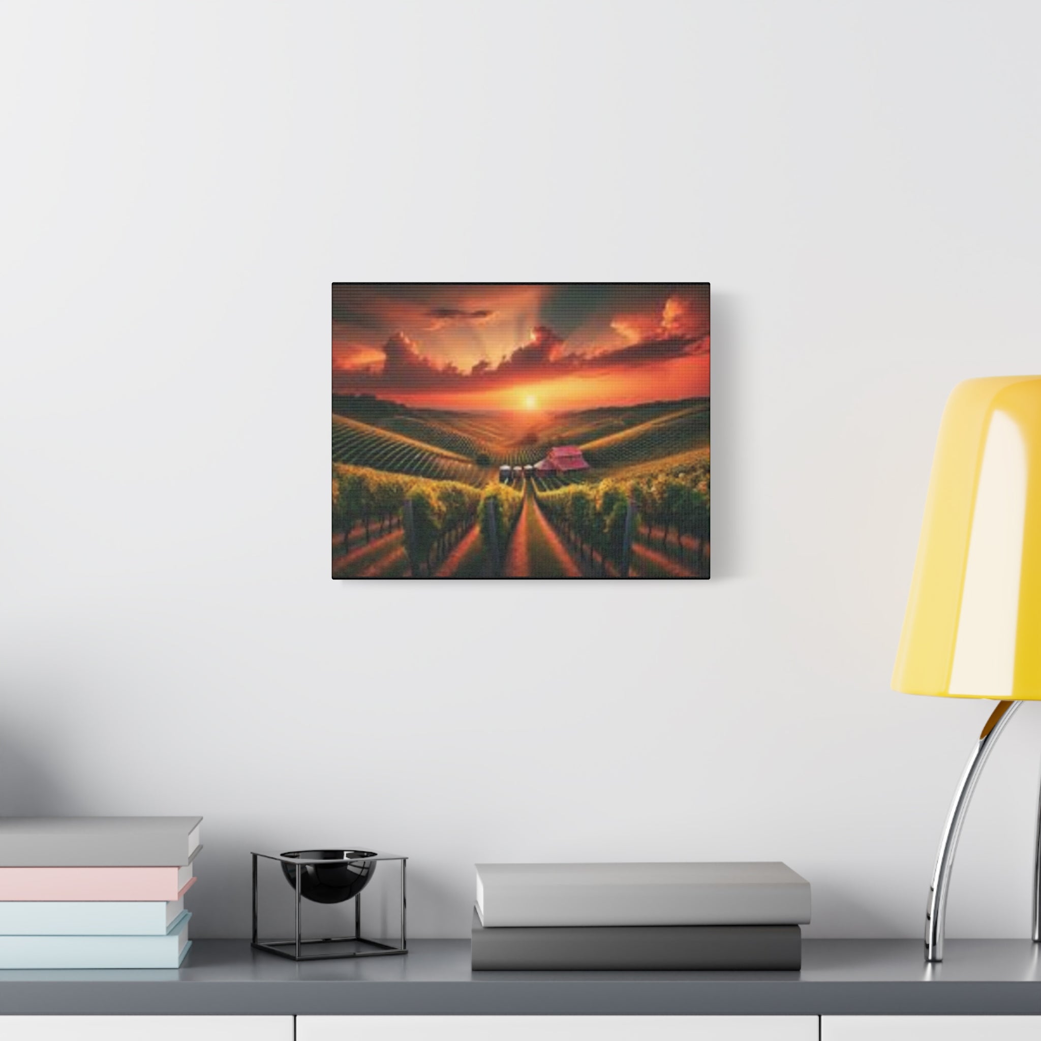 Canvas Sunset Vineyard Landscape Matte