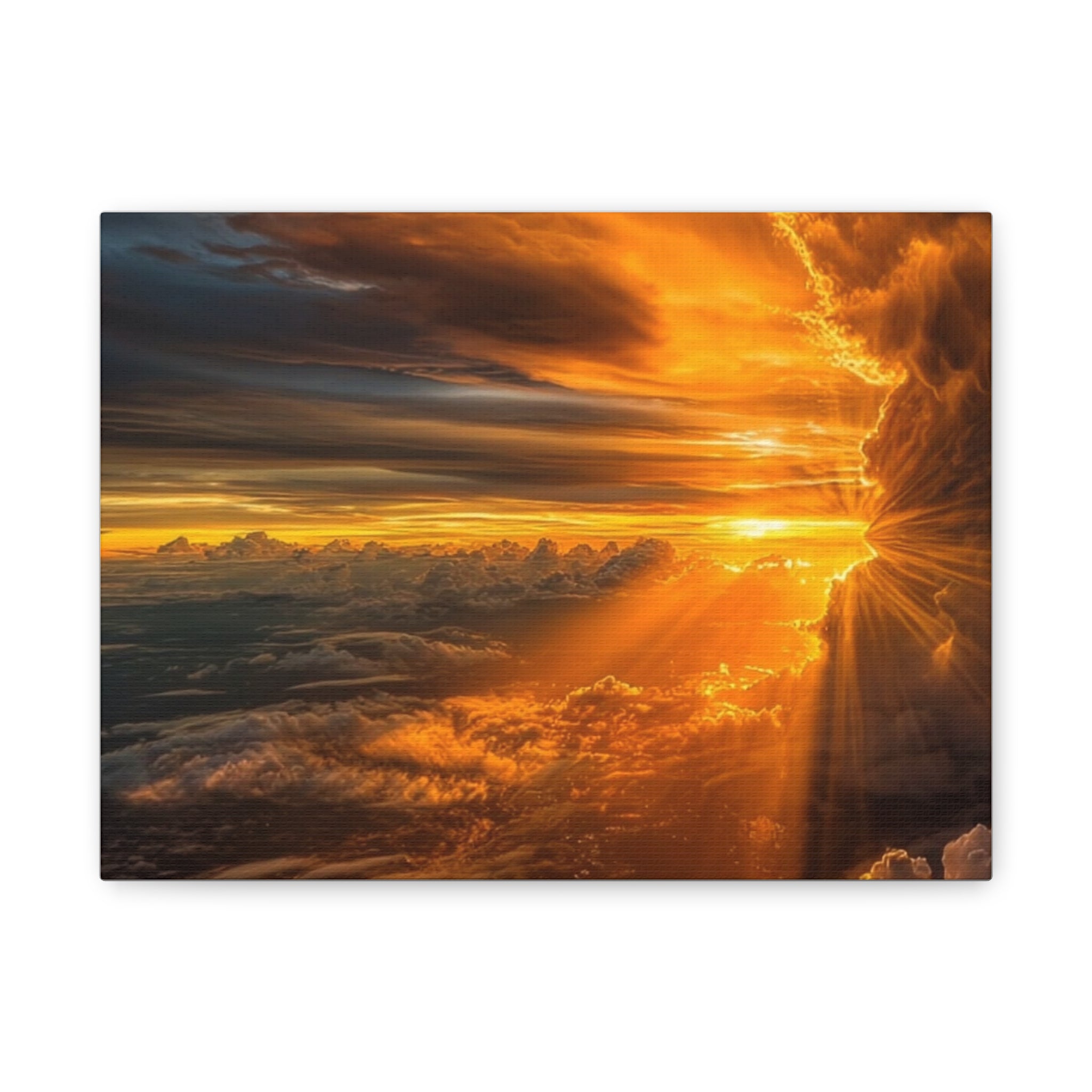 Canvas Golden Sunset Clouds   | Matte Stretched Wall Art