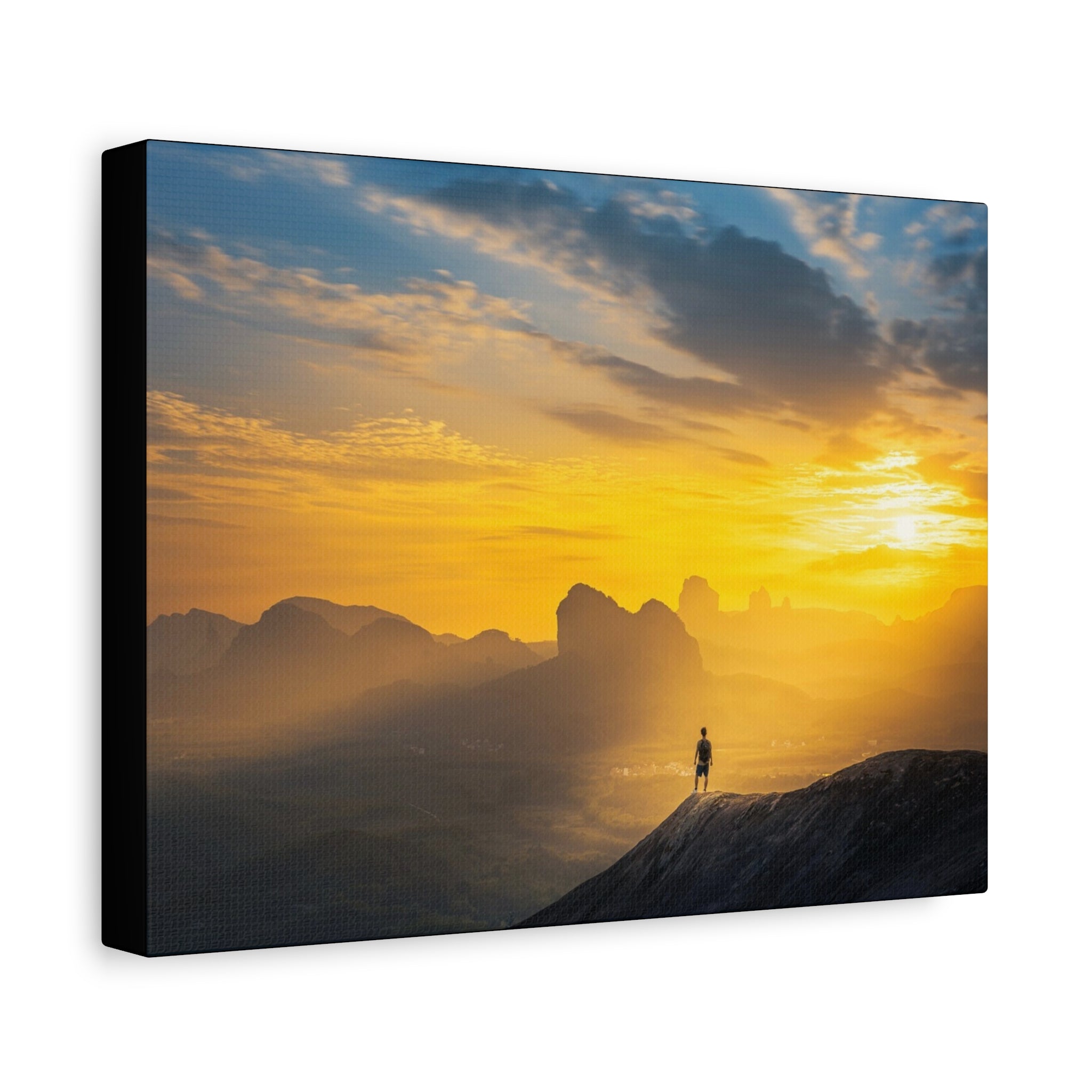 Canvas Solitary Hiker Sunrise Matte
