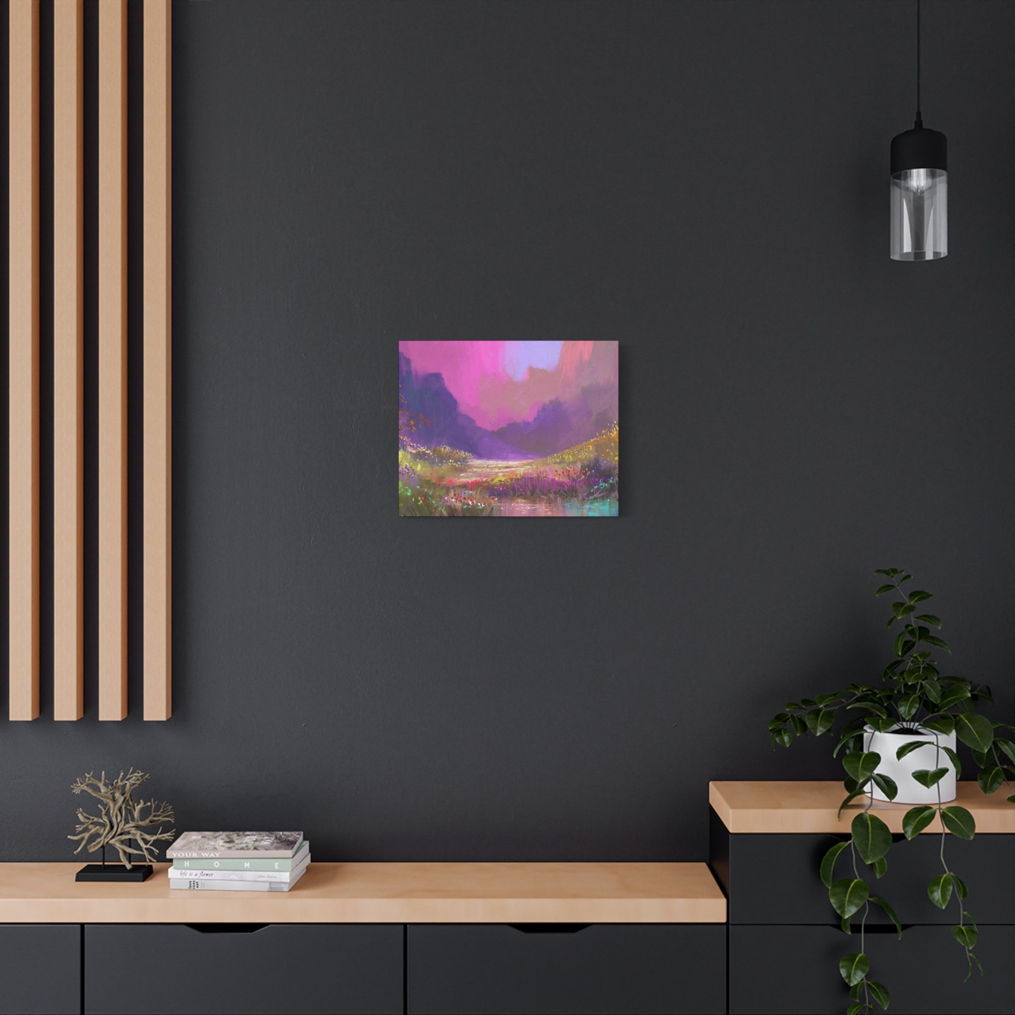 Canvas Pink Purple Meadow Landscape