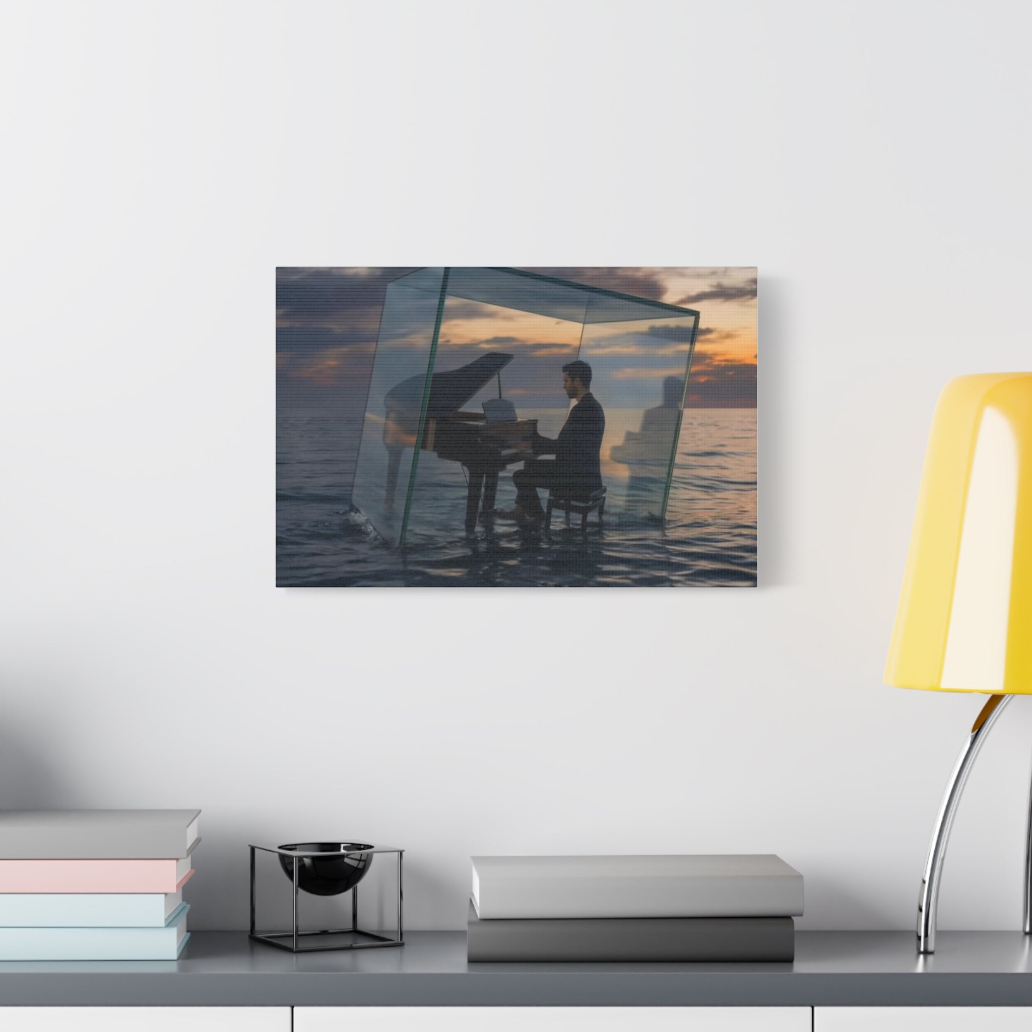 Piano in Glass Cube Canvas