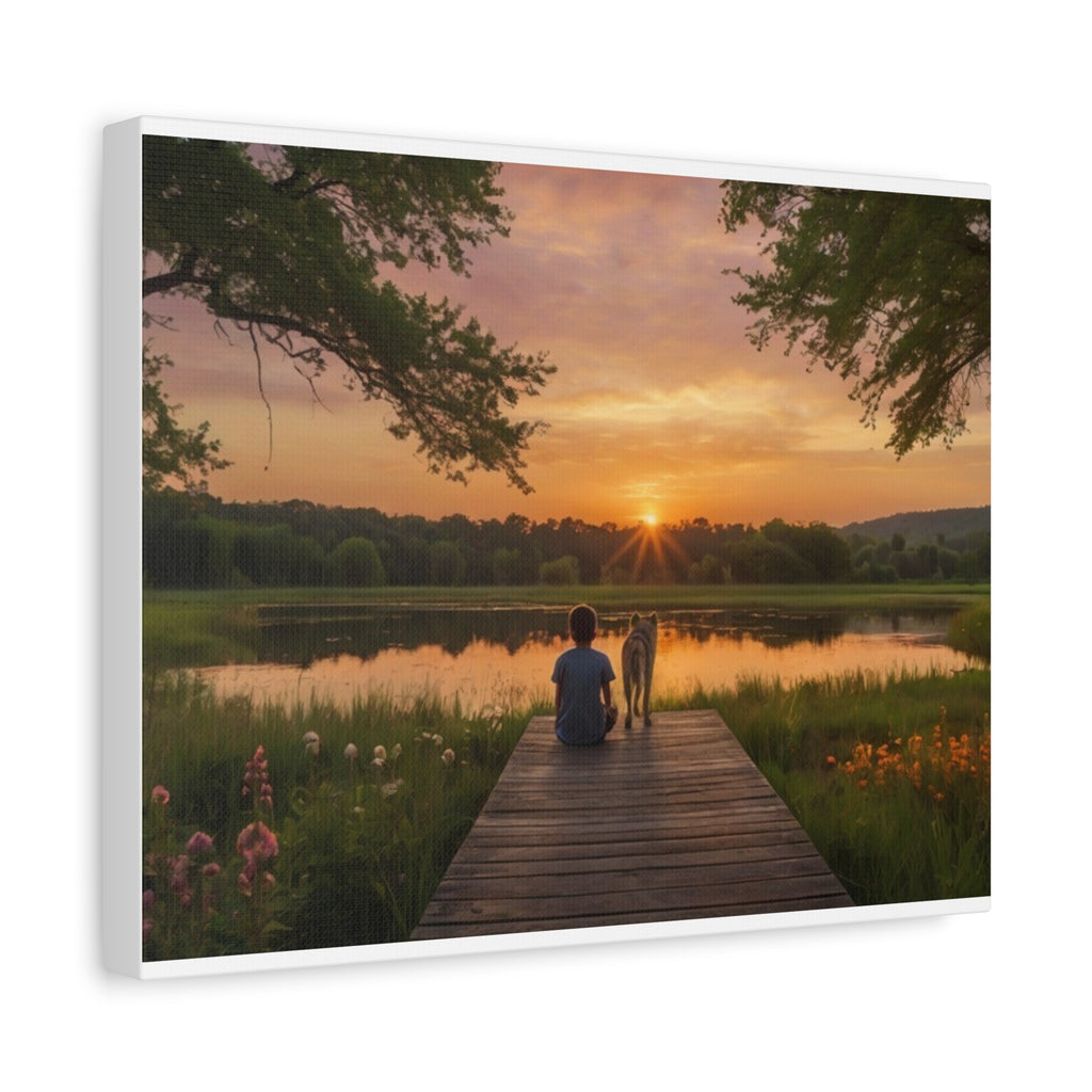 Canvas Sunset Friendship  | Matte Stretched Wall Art