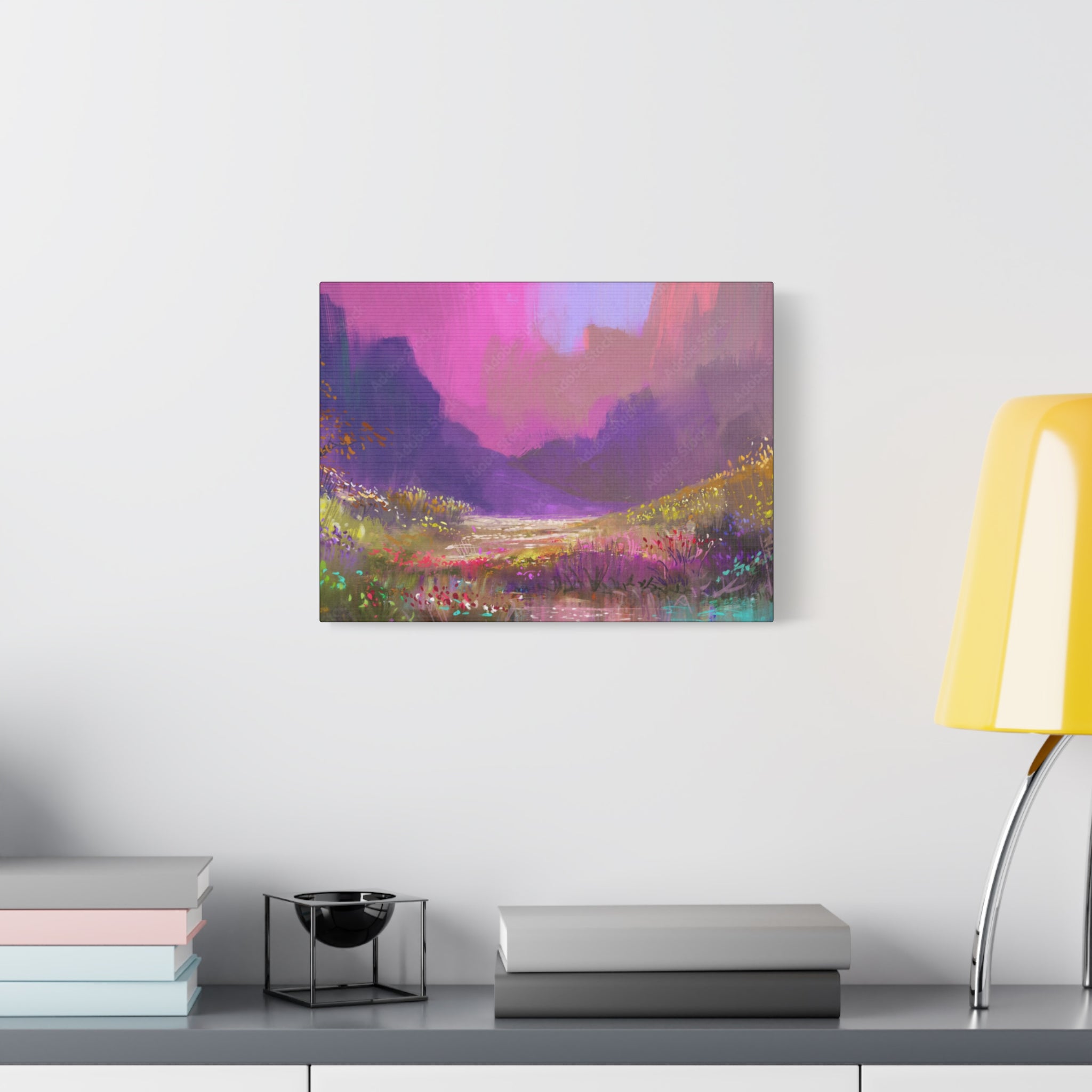 Canvas Pink Purple Meadow Landscape