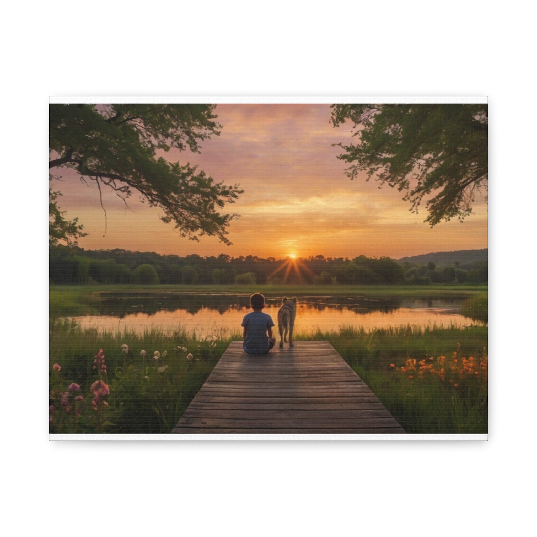 Canvas Sunset Friendship  | Matte Stretched Wall Art