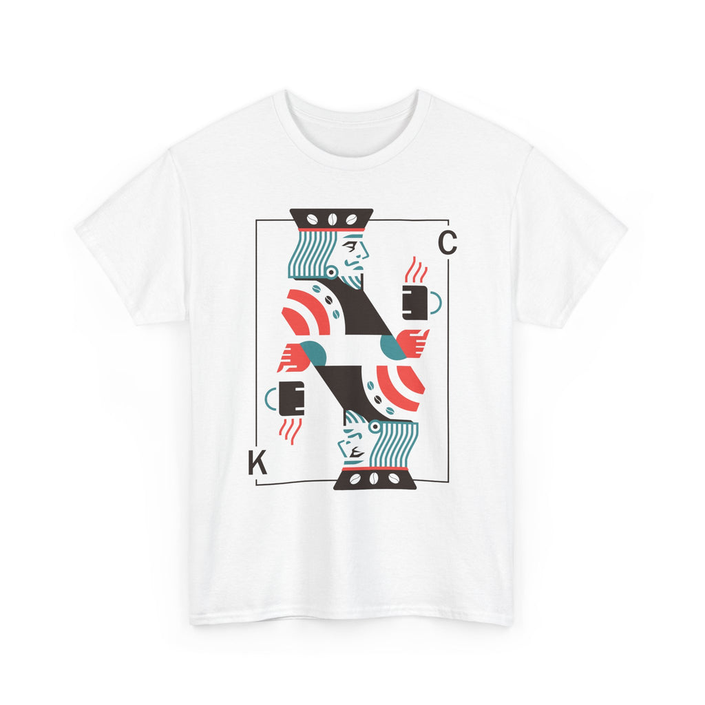King of Coffee playing card Tee | Minimalist café design, espresso mug illustration