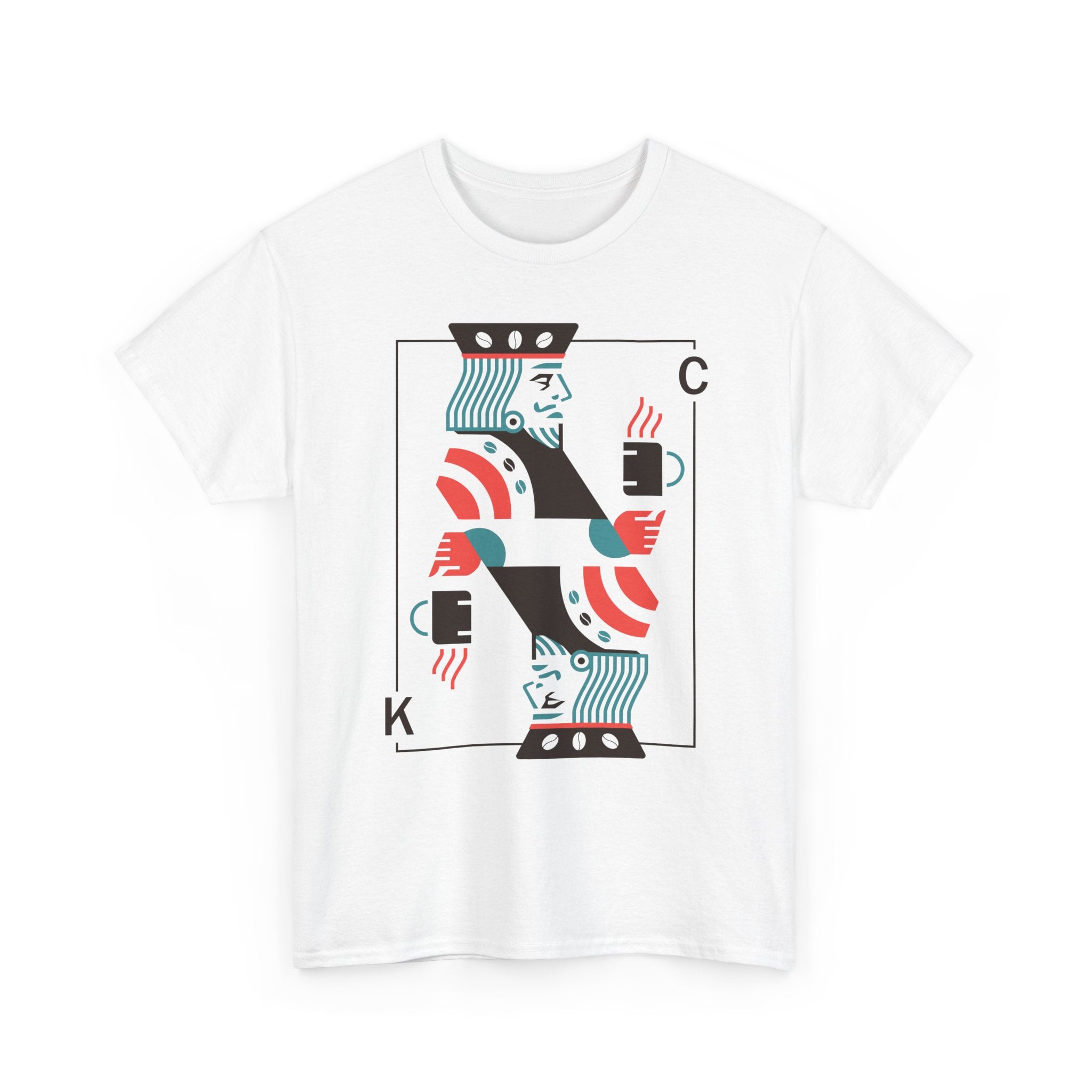 King of Coffee playing card Tee | Minimalist café design, espresso mug illustration